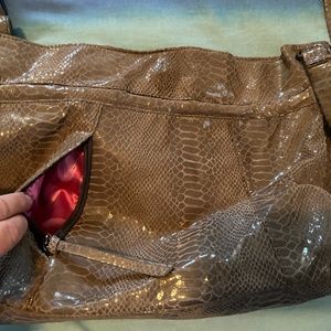 Beautiful PERLINA Grey Leather / Snake Skin Crossbody/shoulder Bag